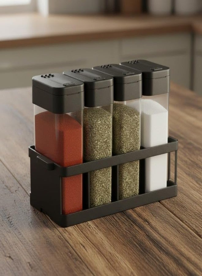 Finner Kitchen Masala Box Set with 4 Storage Containers | Airtight Plastic Spice Organizer | Multipurpose Masala Dabba for Spices, Dry Fruits & Condiments (Black) - Image 3