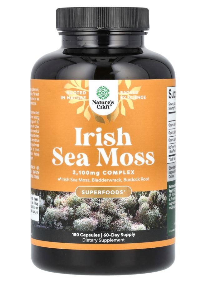 Nature's Craft Irish Sea Moss 2100 mg 180 Capsules (700 mg per Capsule) 