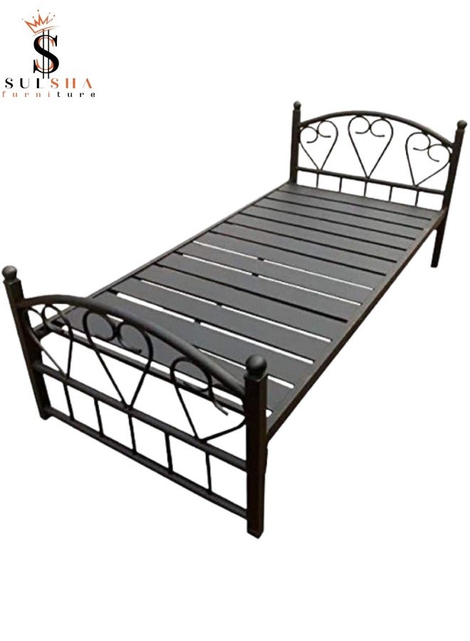ALWASIT HOME Full Heavy Duty Single Steel Bed Black 90x190Cm - Image 1