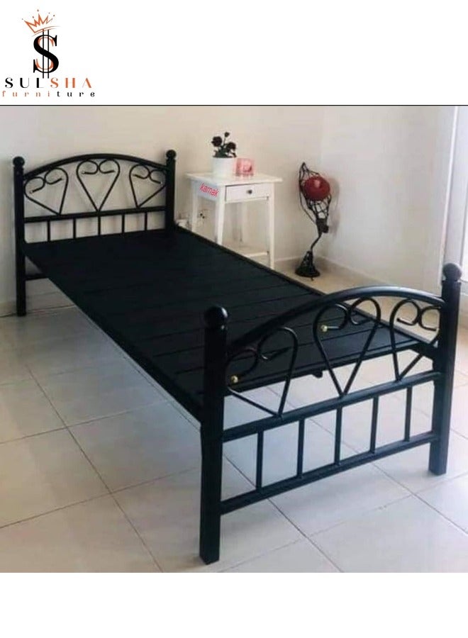 ALWASIT HOME Full Heavy Duty Single Steel Bed Black 90x190Cm - Image 2