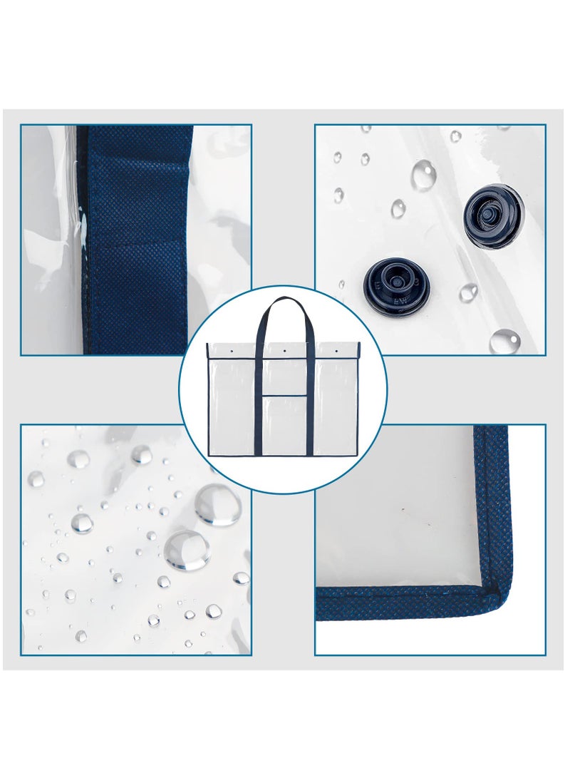 Excefore حقيبة حمل للفنانين، حقيبة كبيرة مقاومة للماء من البولي فينيل كلوريد مقاس A2 وA3 وA4، حقيبة شفافة لحفظ الملفات مع مقبض، حقيبة سميكة معلقة، حقيبة تخزين للمعلمين والطلاب الفنيين للوحة الرسم والقماش والألوان والأقلام - Image 5