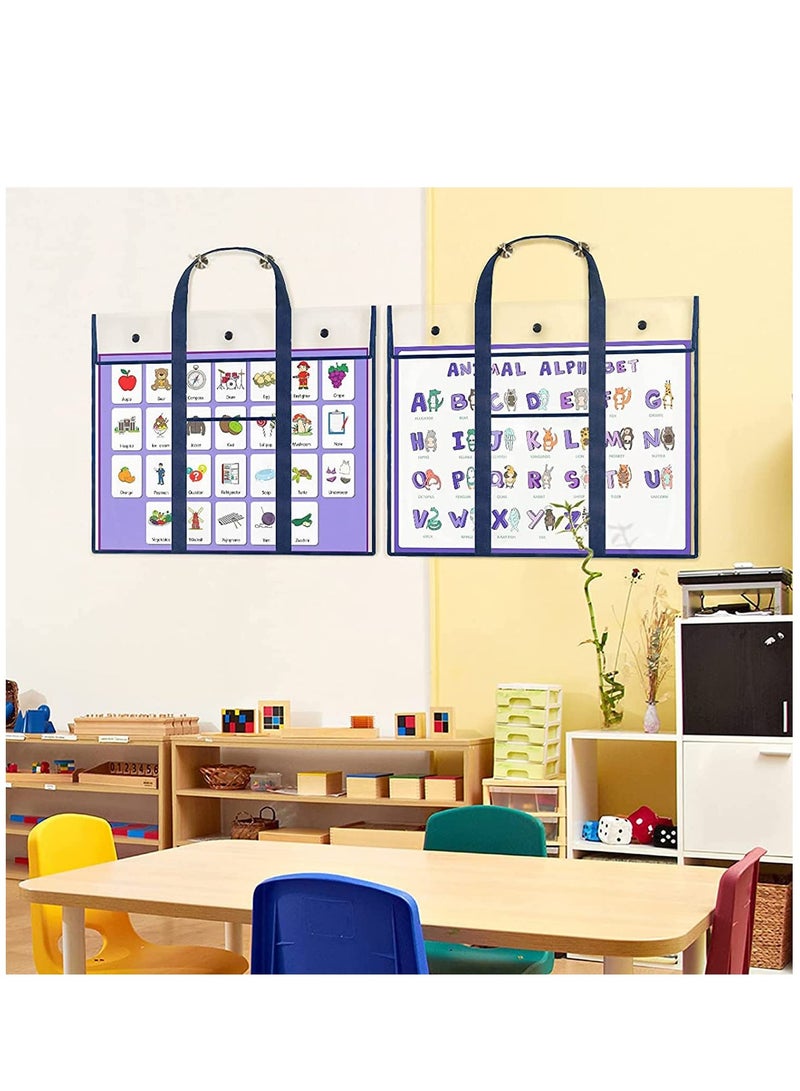 Excefore حقيبة حمل للفنانين، حقيبة كبيرة مقاومة للماء من البولي فينيل كلوريد مقاس A2 وA3 وA4، حقيبة شفافة لحفظ الملفات مع مقبض، حقيبة سميكة معلقة، حقيبة تخزين للمعلمين والطلاب الفنيين للوحة الرسم والقماش والألوان والأقلام - Image 3