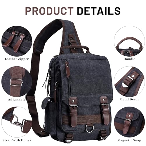 mygreen Sling Backpack for Men One Shoulder Single Strap Backpacks Canvas Cross Body Messenger Sling Bag Pack for Travel, Outdoor Sport - Image 2