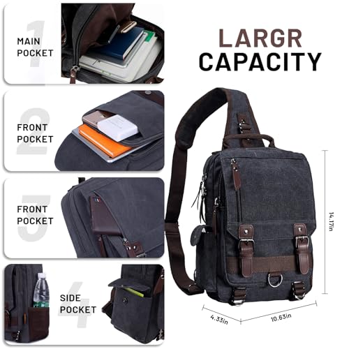 mygreen Sling Backpack for Men One Shoulder Single Strap Backpacks Canvas Cross Body Messenger Sling Bag Pack for Travel, Outdoor Sport - Image 4