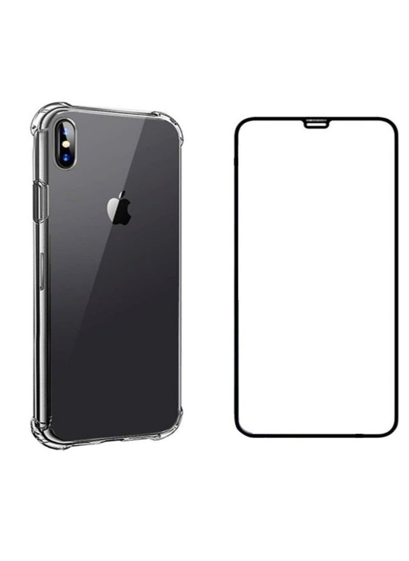 HEXABEX - 2in1 Screen Protector with Clear Case for Apple iPhone X Xs Clear - Image 1