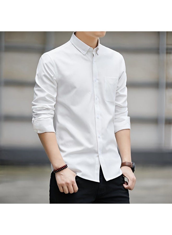 A.M Spring and autumn long-sleeved white shirt men's jacket, no ironing Oxford business formal casual shirt men - Image 1