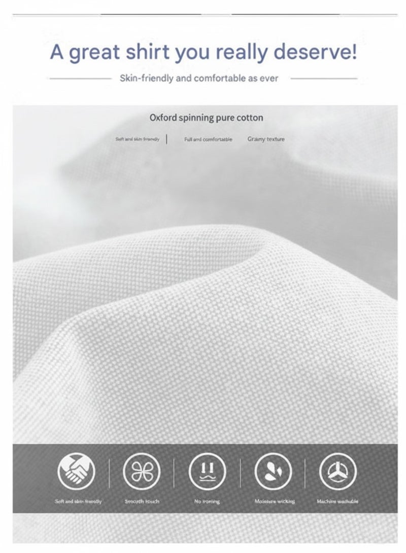 A.M Spring and autumn long-sleeved white shirt men's jacket, no ironing Oxford business formal casual shirt men - Image 3