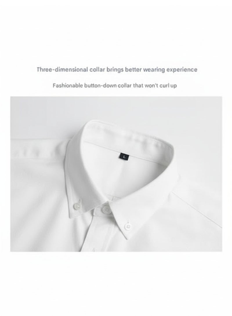 A.M Spring and autumn long-sleeved white shirt men's jacket, no ironing Oxford business formal casual shirt men - Image 5