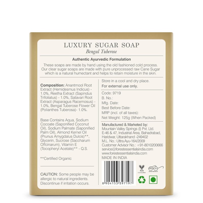 Forest Essentials Luxury Sugar Soap Bengal Tuberose 125g - Image 2