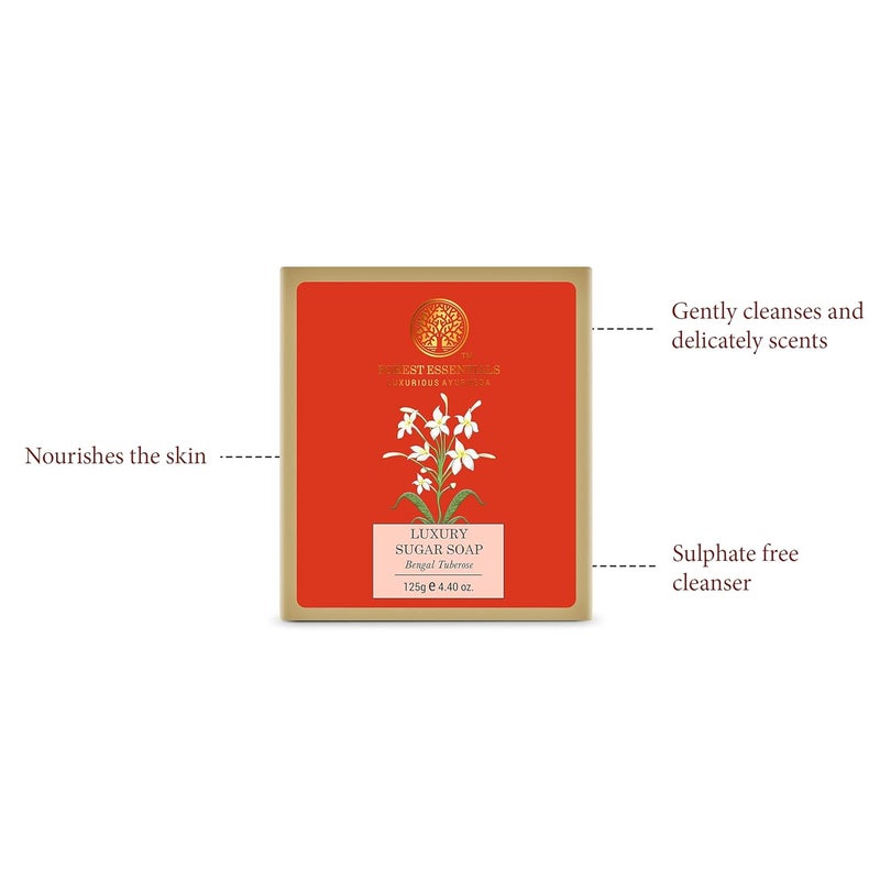 Forest Essentials Luxury Sugar Soap Bengal Tuberose 125g - Image 4