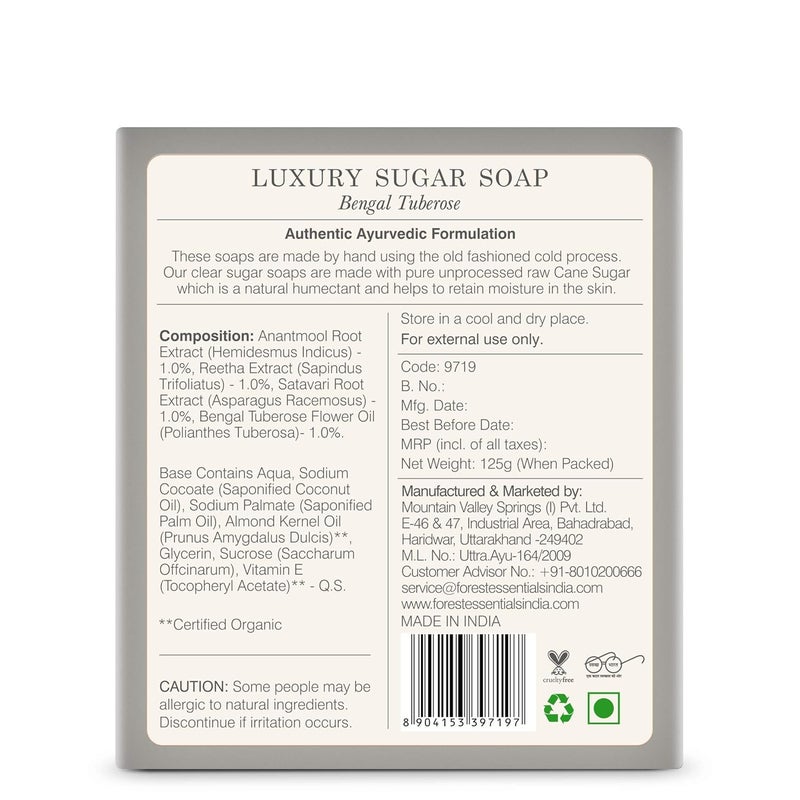 Forest Essentials Luxury Sugar Soap Bengal Tuberose 125g - Image 3