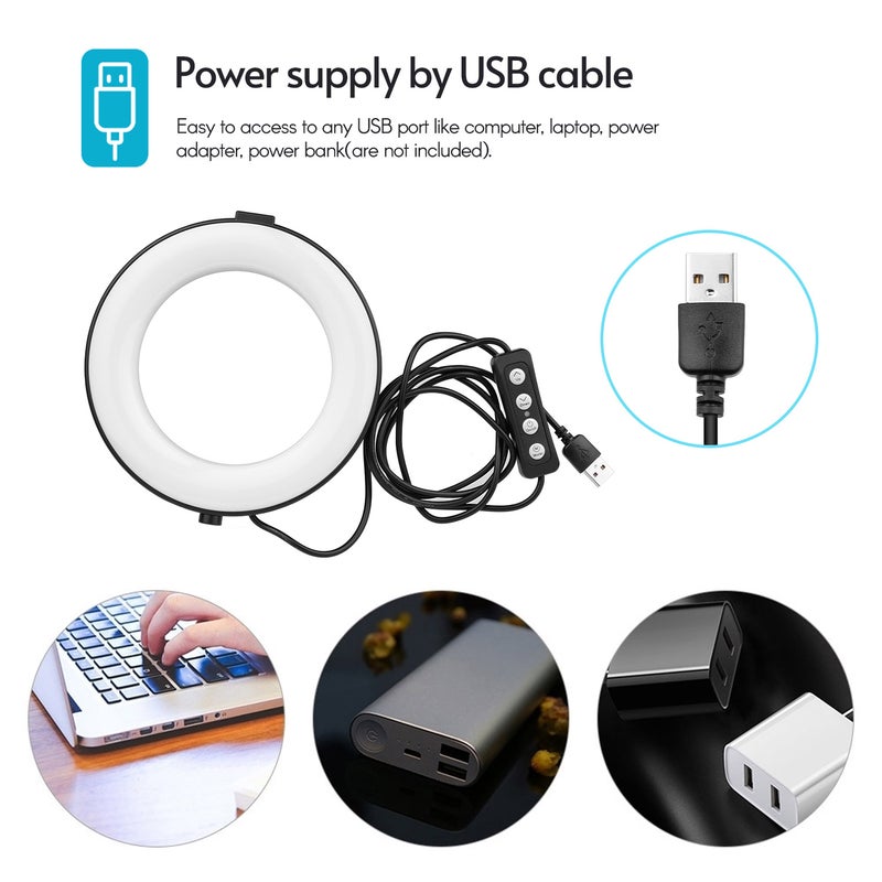 Loquat 7-Piece 3 Modes Dimmable Fill-in LED Ring Light Kit Black/White - Image 3