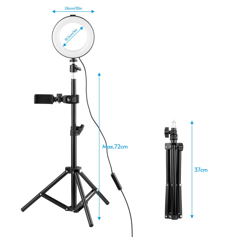 Loquat 7-Piece 3 Modes Dimmable Fill-in LED Ring Light Kit Black/White - Image 4