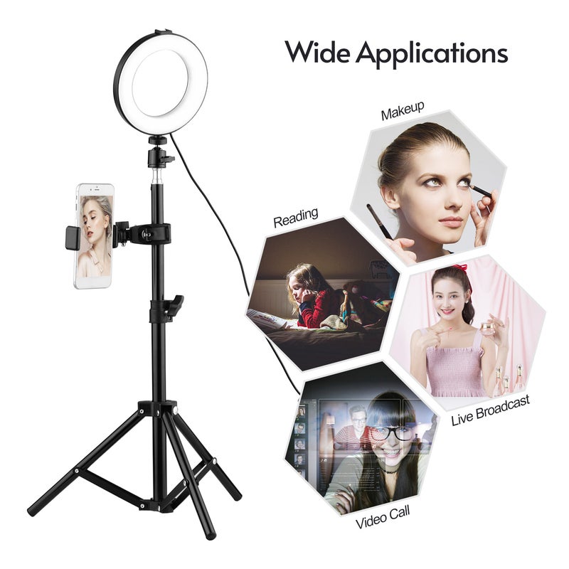 Loquat 7-Piece 3 Modes Dimmable Fill-in LED Ring Light Kit Black/White - Image 5