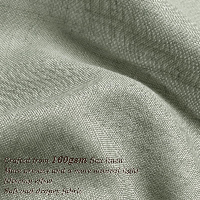 Jowels Sage Green Linen Curtains 60 Inch Length 2 Panels for Living Room Bedroom  Light Filtering Sheer Curtains 60 Inches  Elegant Modern Grommet Semi Sheer Soft Privacy Drapes - Image 3