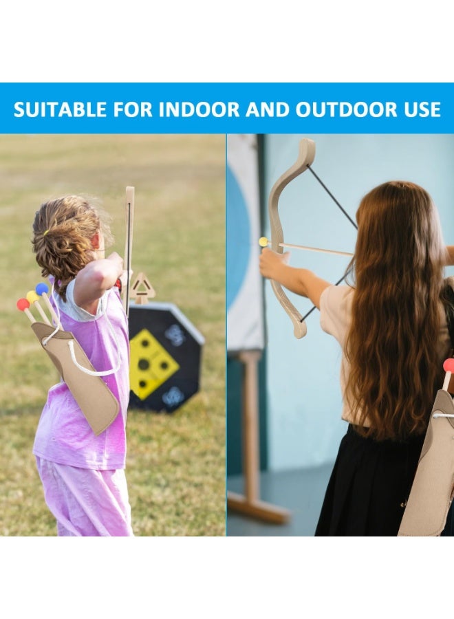 XiuWoo Kids Bow and Arrow Set, Wooden Bow and Arrow Toy Set with 3 Arrows, 3 Targets, and Pouch, Kid Active Physical Activity Educational Toys for Indoor & Outdoor Play for Boys and Girls - Image 3