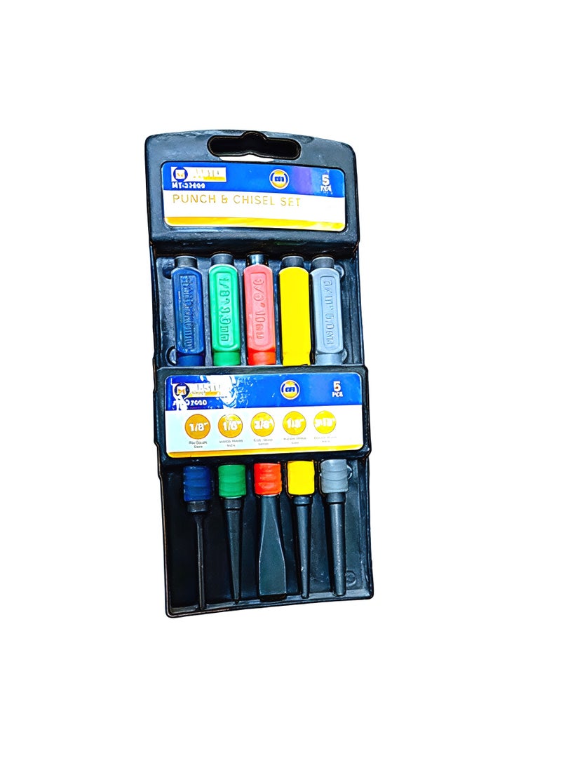MATER TOOL Punch & Chisel Set 5PCS – Heavy-Duty Steel Punches and Chisels for Metal working