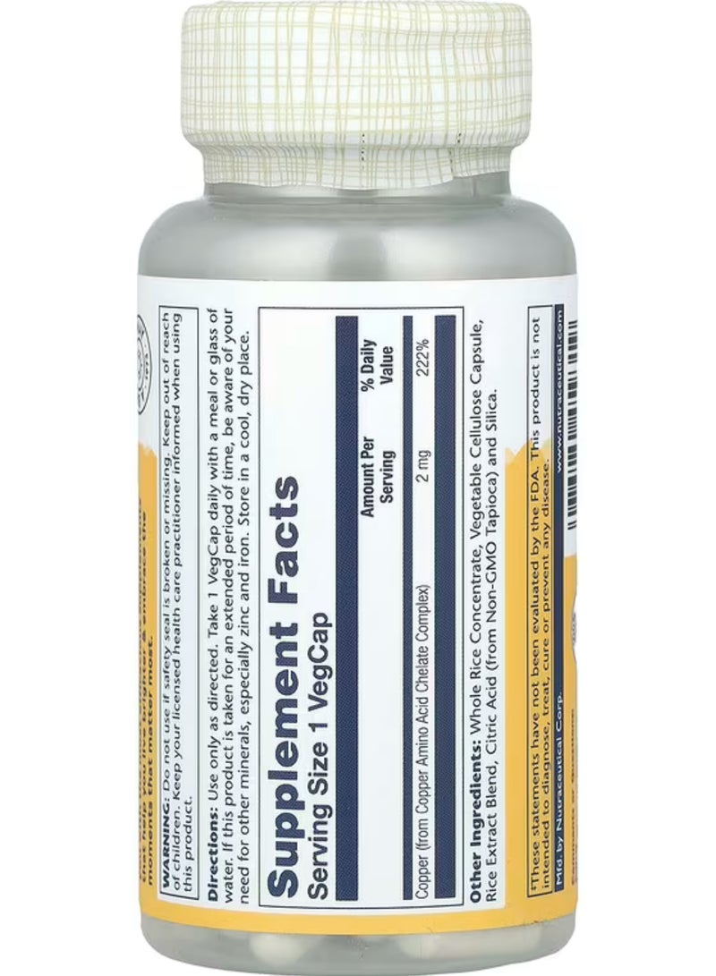 SOLARAY Solaray, Copper, 2 mg, 100 VegCaps - Image 2