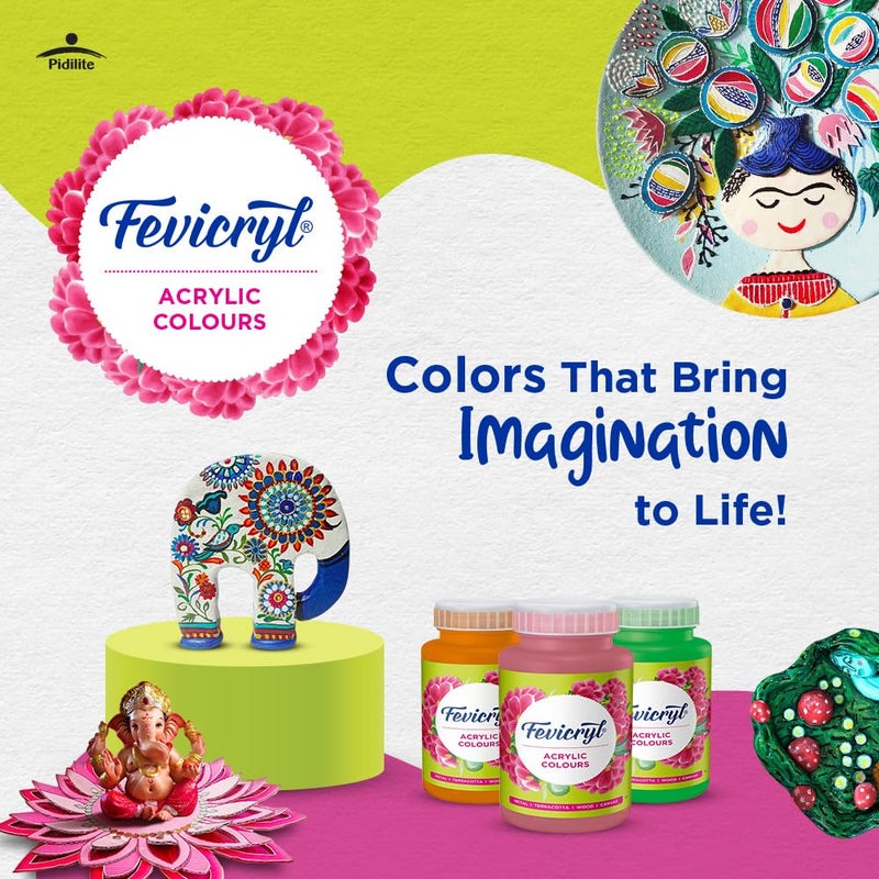 Pidilite Fevicryl Acrylic Colour Pink, 500ml, Art and Craft Paint, DIY Paint, Rich Pigment, Non-Cracking for Canvas, Wood, Leather, Earthenware, Metal | Ideal for Artists, Students, Hobbyists - Image 2