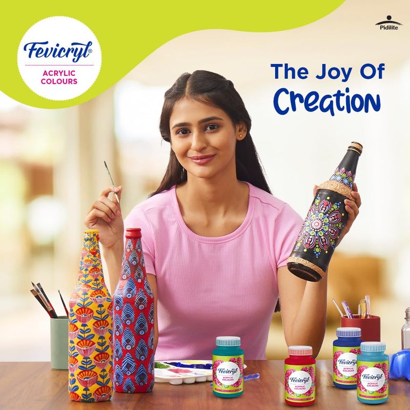 Pidilite Fevicryl Acrylic Colour Pink, 500ml, Art and Craft Paint, DIY Paint, Rich Pigment, Non-Cracking for Canvas, Wood, Leather, Earthenware, Metal | Ideal for Artists, Students, Hobbyists - Image 5