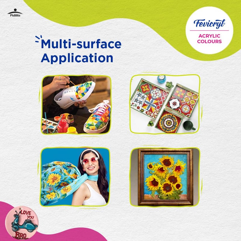 Pidilite Fevicryl Acrylic Colour Pink, 500ml, Art and Craft Paint, DIY Paint, Rich Pigment, Non-Cracking for Canvas, Wood, Leather, Earthenware, Metal | Ideal for Artists, Students, Hobbyists - Image 4