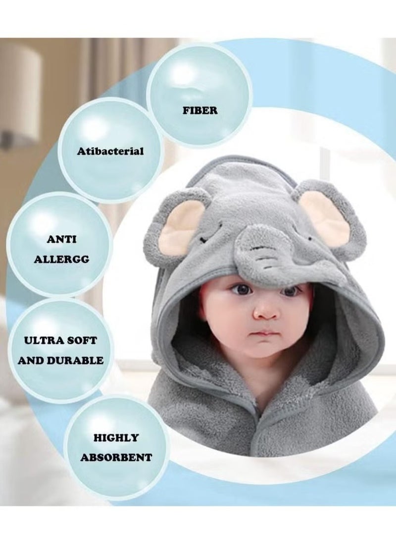 Beauenty - Hooded Baby Towels(2 Pack) - Large Size Premium Ultra Soft Organic Baby Bath Towel – Absorbent and Hypoallergenic Towels for Baby Boy Girl, Toddler, Newborn Essentials (Elephant  Bear) - Image 1