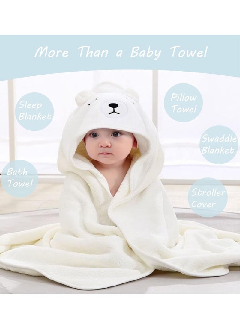 Beauenty - Hooded Baby Towels(2 Pack) - Large Size Premium Ultra Soft Organic Baby Bath Towel – Absorbent and Hypoallergenic Towels for Baby Boy Girl, Toddler, Newborn Essentials (Elephant  Bear) - Image 1