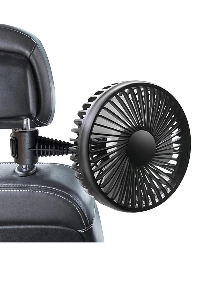 Loquat Car Fan 3 Speeds Adjustment Electric Auto Cooling Fans for Backseat Headrest Cooling Air Circulator Fan for Car 360 Degree Rotatable Car Rear Seat Air Fan USB Plug for 12V/24V Car/Truck/Boat - Image 1