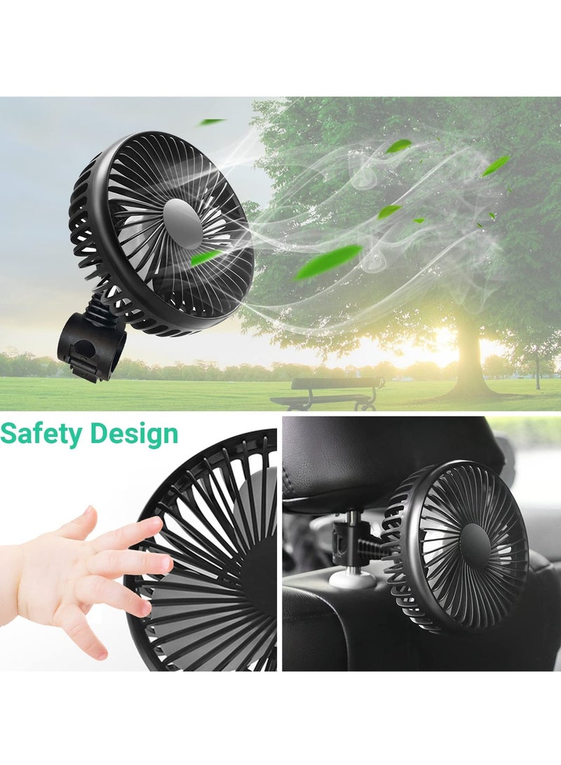 Loquat Car Fan 3 Speeds Adjustment Electric Auto Cooling Fans for Backseat Headrest Cooling Air Circulator Fan for Car 360 Degree Rotatable Car Rear Seat Air Fan USB Plug for 12V/24V Car/Truck/Boat - Image 4