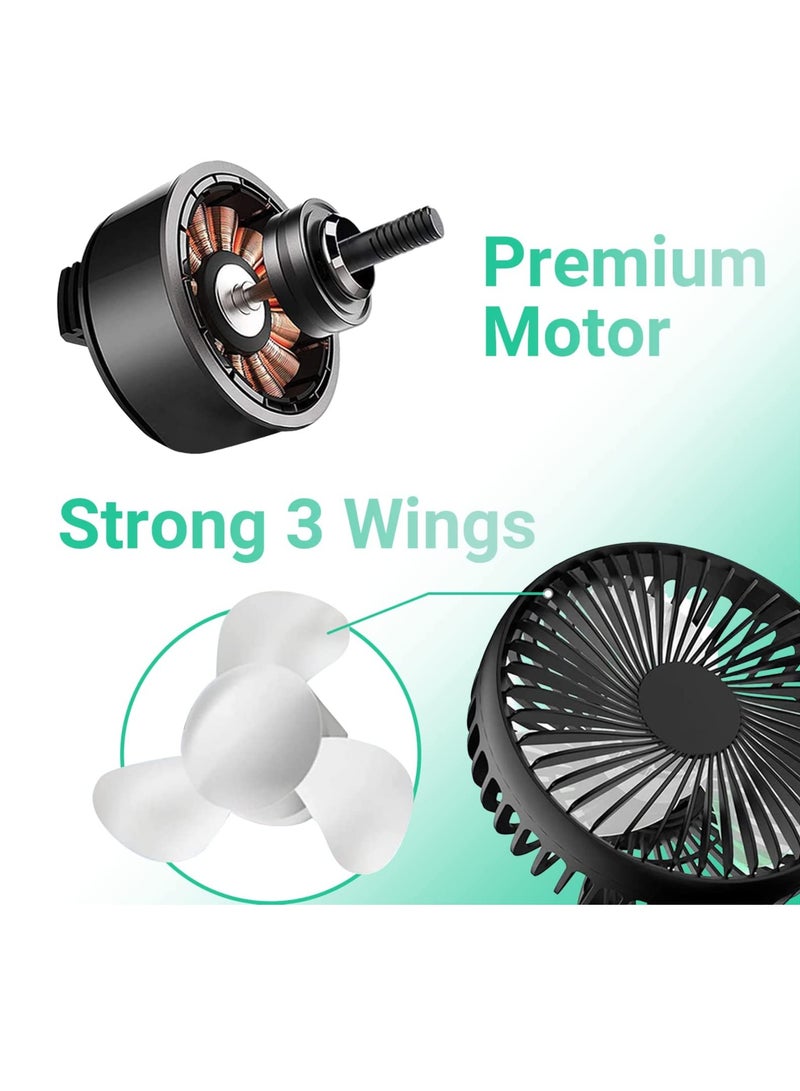 Loquat Car Fan 3 Speeds Adjustment Electric Auto Cooling Fans for Backseat Headrest Cooling Air Circulator Fan for Car 360 Degree Rotatable Car Rear Seat Air Fan USB Plug for 12V/24V Car/Truck/Boat - Image 5