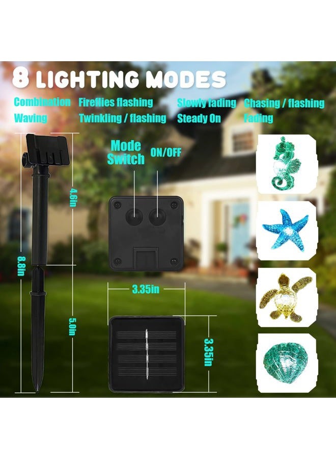 JASHIKA Coastal Solar String Lights Outdoor Garden Lights Marine Life Solar Fairy Garden Lights for Outside 14ft 40LED Waterproof Turtle Seahorse Starfish Clam Beach House Nautical String Lights Yard Decor - Image 2