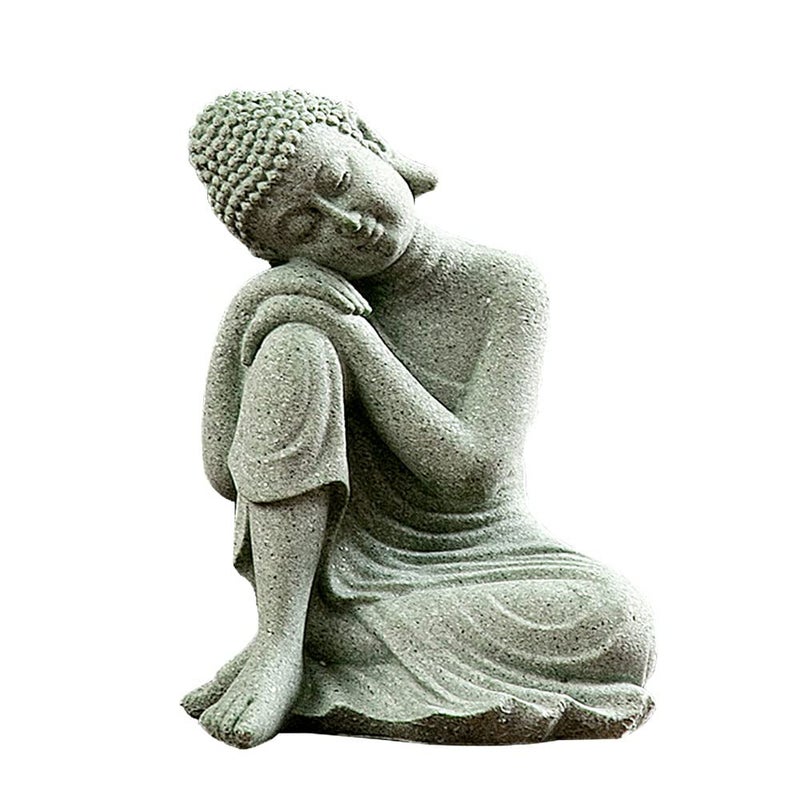 fazhongfa Mini Buddha Statue 47 Inch Natural Stone Handmade Buddha Sculptures Creative Zen Garden Aquarium Fish Tank Decorations Home Decor to Friend Family Mom Father as Gift Contemplate