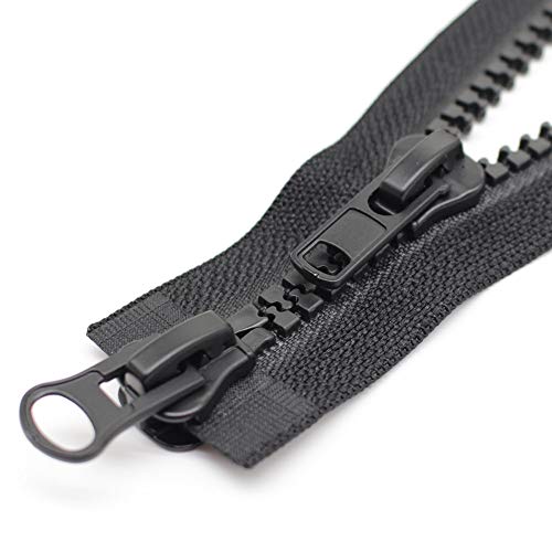 MebuZip #10 30 Inch Two Way Separating Jacket Zipper Heavy Duty Plastic Zipper Black Large Resin Zippers for Sewing Coat Jackets Clothes Parka (30" 76cm) - Image 2