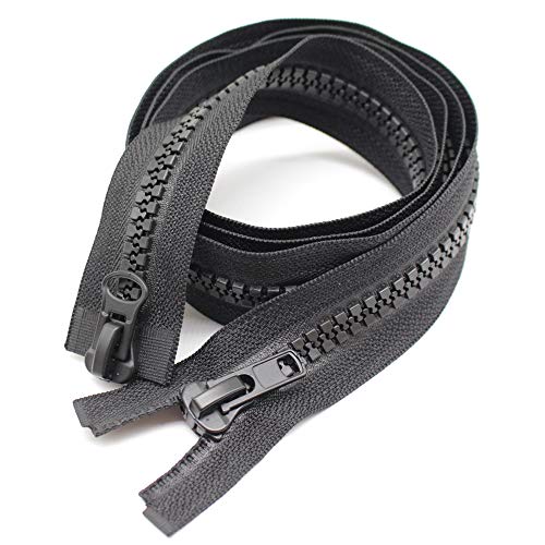 MebuZip #10 30 Inch Two Way Separating Jacket Zipper Heavy Duty Plastic Zipper Black Large Resin Zippers for Sewing Coat Jackets Clothes Parka (30" 76cm) - Image 3
