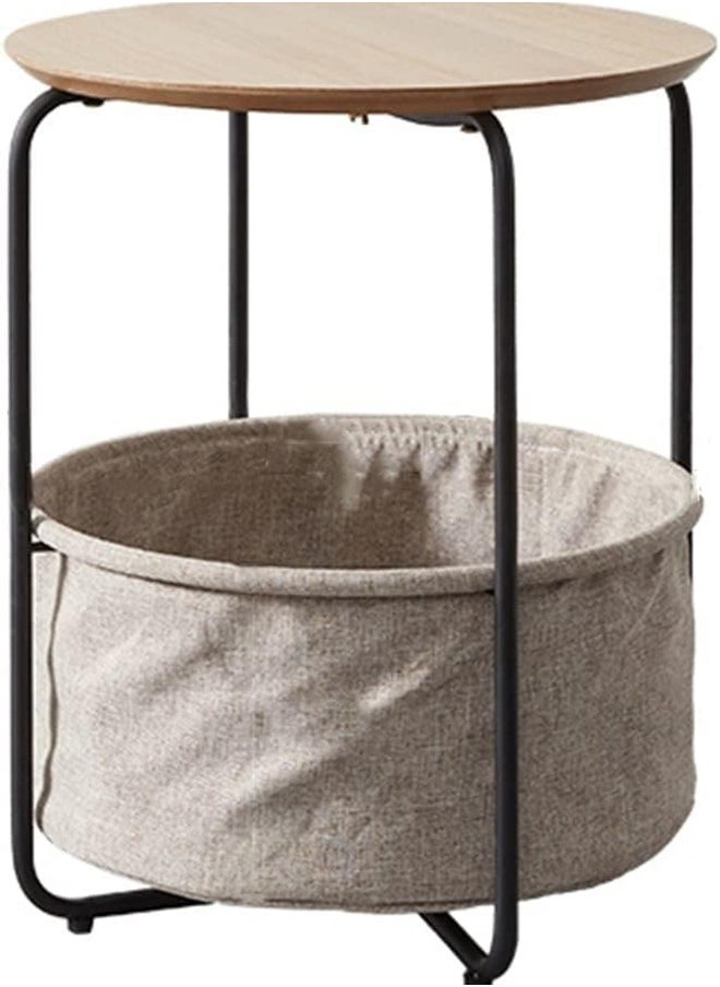 XiuWoo - 2-Tier Nordic Round Coffee Table with Storage Bag – Sturdy Metal Frame End Table, Side Table, and Bedside Table - Image 1