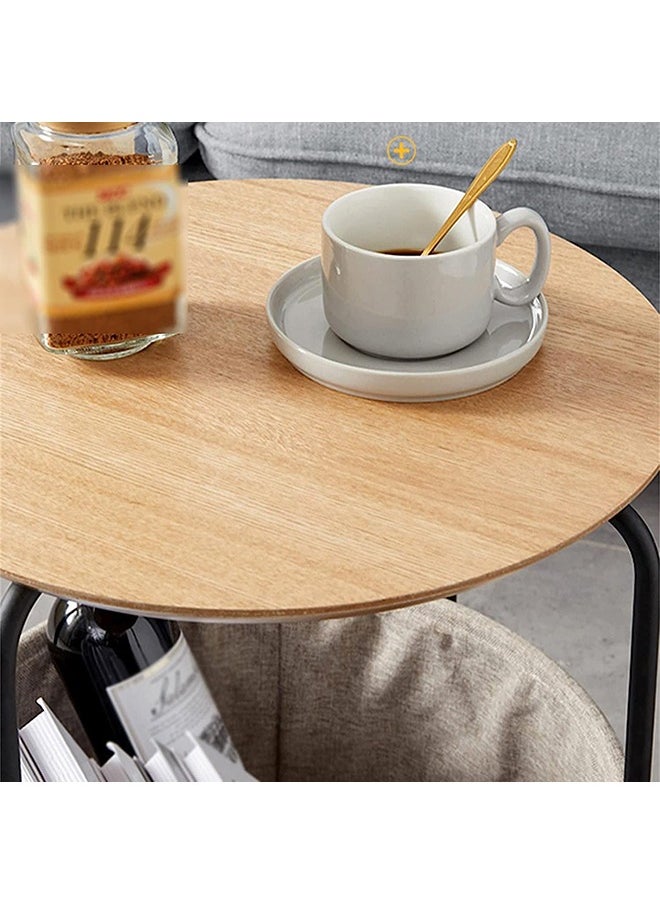 XiuWoo - 2-Tier Nordic Round Coffee Table with Storage Bag – Sturdy Metal Frame End Table, Side Table, and Bedside Table - Image 1