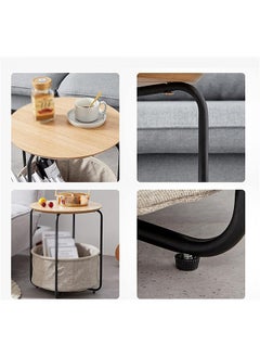 XiuWoo 2-Tier Nordic Round Coffee Table with Storage Bag – Sturdy Metal Frame End Table, Side Table, and Bedside Table  - Image 4
