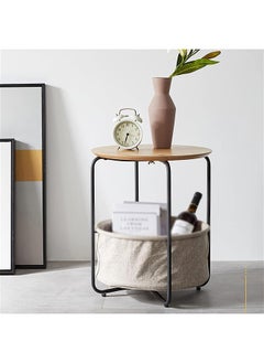 XiuWoo 2-Tier Nordic Round Coffee Table with Storage Bag – Sturdy Metal Frame End Table, Side Table, and Bedside Table  - Image 2