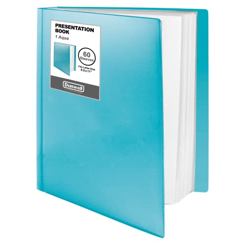 Dunwell Presentation Binder 60-Pocket, Displays 120 Pages, 8.5x11 Portfolio Binder with Plastic Sleeves, Storage and Organizer for Documents, Photos, Kids Artwork, Projects, Recipes (Aqua) - Image 1