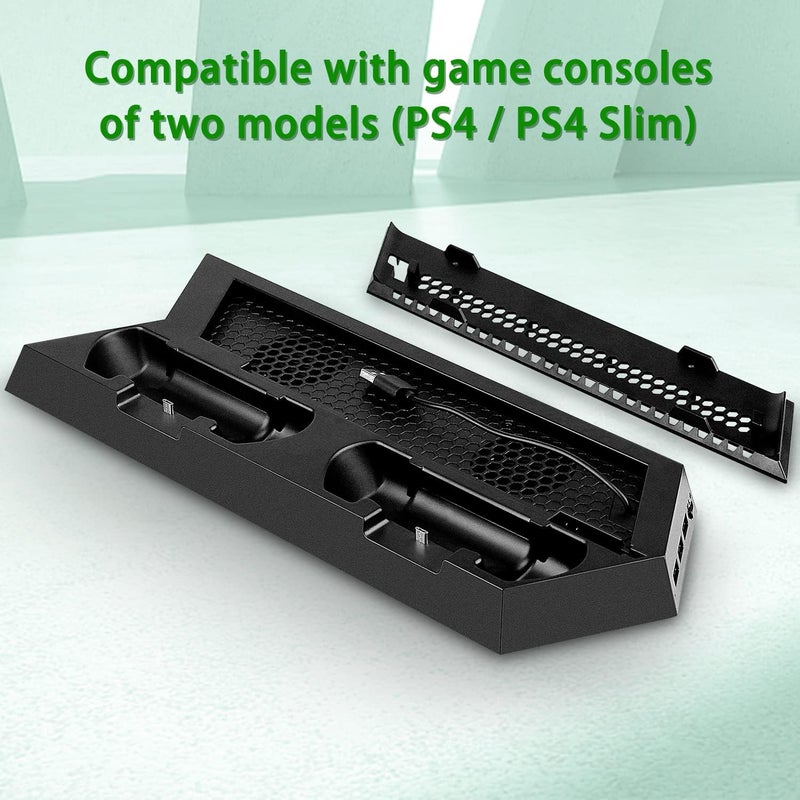 OSTENT Dual Motors Cooling Fan Radiator Charger Station USB Hub Vertical Stand for Sony PS4 / Slim Console - Image 3