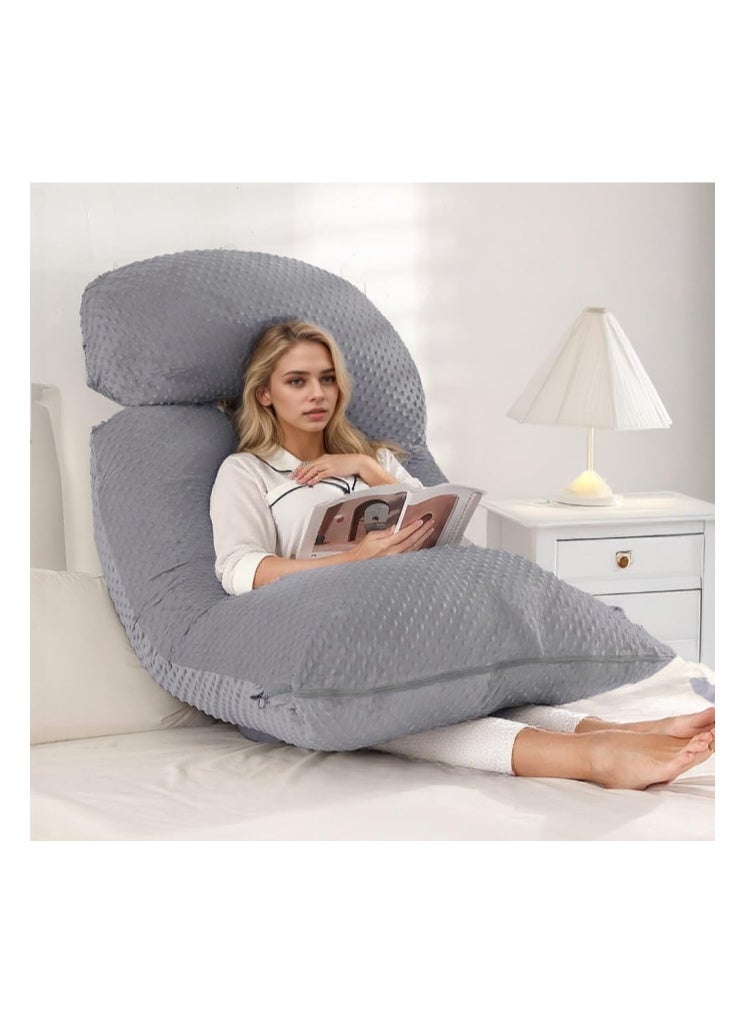 BLYPHOO Pregnancy Pillow, Full Body Support Maternity Pillow, Upgraded G Shaped Pillow for Pregnant Women with Zipper Removable Velvet Cover, BLYPHOO Pregnant Pillow for Sleeping and Nursing (Dark Gray) - Image 2
