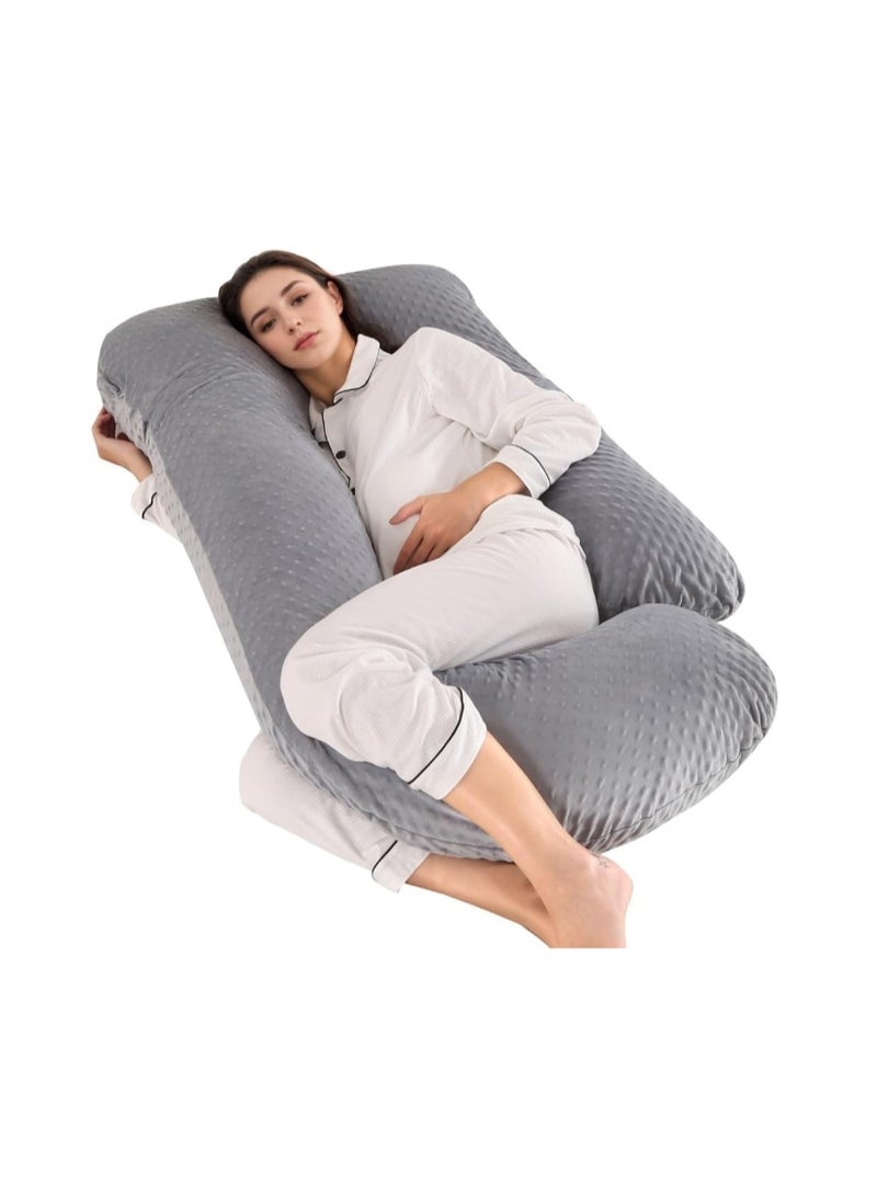 BLYPHOO Pregnancy Pillow, Full Body Support Maternity Pillow, Upgraded G Shaped Pillow for Pregnant Women with Zipper Removable Velvet Cover, BLYPHOO Pregnant Pillow for Sleeping and Nursing (Dark Gray) - Image 1
