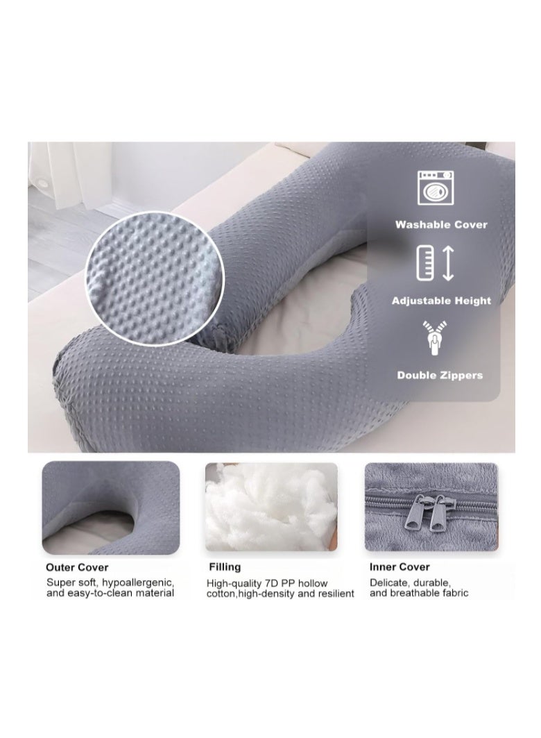 BLYPHOO Pregnancy Pillow, Full Body Support Maternity Pillow, Upgraded G Shaped Pillow for Pregnant Women with Zipper Removable Velvet Cover, BLYPHOO Pregnant Pillow for Sleeping and Nursing (Dark Gray) - Image 5