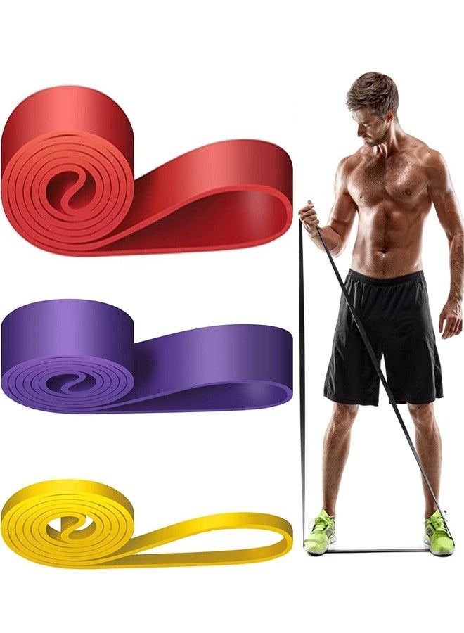 Pull Up Bands Heavy Duty Resistance Band Assisted Training Bands Ideal for Men and Women Crossfit,Assisted Pull-ups, Body Stretching,Powerlifting,Physical Therapy -  (Yellow/Purple/Red) bands. 4.5 mm thick and 41”in length for each