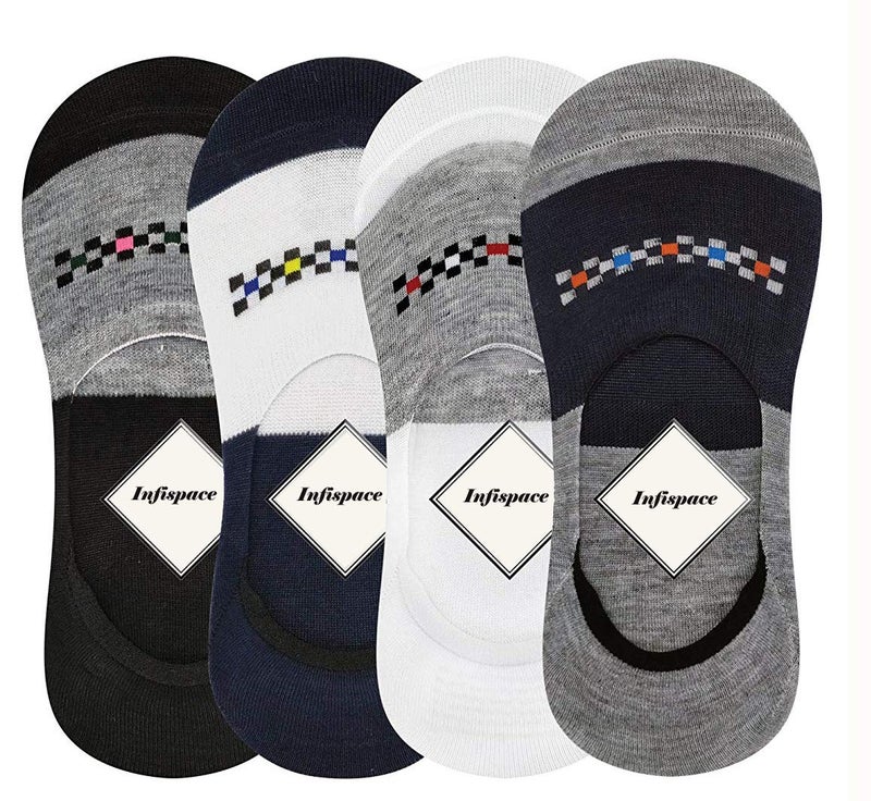 Infispace® Men & Women Cotton Summer No Show Socks Loafers for Casual; Sports and Formal Wear (Pack of 4)-(Multicolor Free Size) - Image 3
