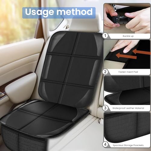 STHIRA Car Seat Cover Protector,Waterproof 600D Fabric Car Seat Protector With 2 Storage Pockets Safe For Chilidrens,Anti-Slip&Resistant Pet Car Seat Protector Cooling Seat Cushion For Dogs,Suv,Sedan - Image 3