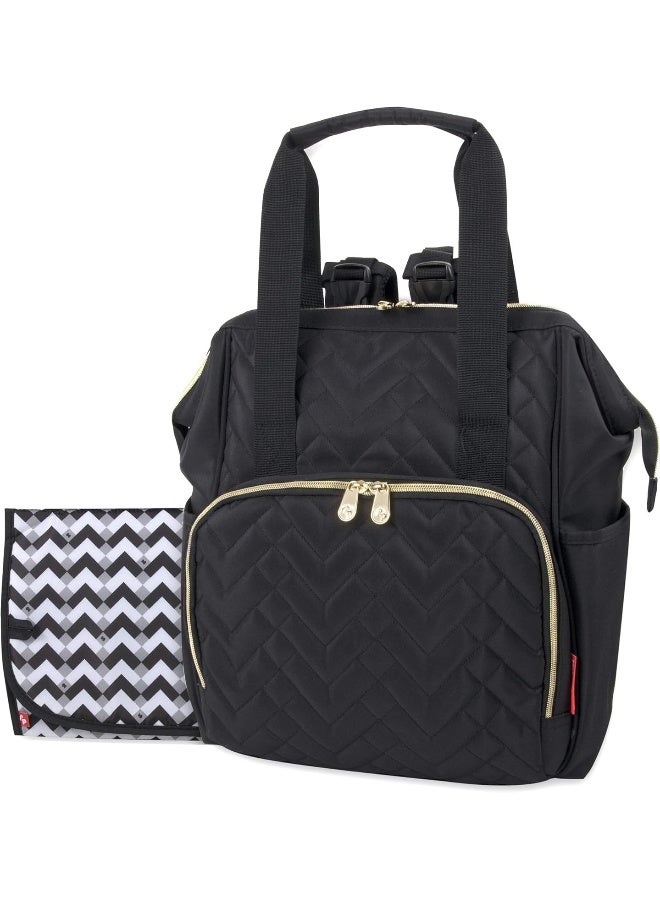 Baby Essentials Quilted Backpack Diaper Bag Tote with Changing Pad, Stroller Straps, Insulated Bottle Compartment - Image 1
