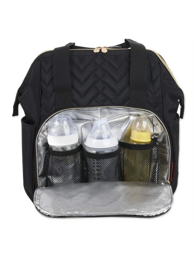 Baby Essentials Quilted Backpack Diaper Bag Tote with Changing Pad, Stroller Straps, Insulated Bottle Compartment - Image 3