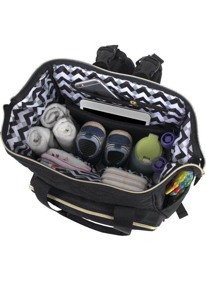 Baby Essentials Quilted Backpack Diaper Bag Tote with Changing Pad, Stroller Straps, Insulated Bottle Compartment - Image 2
