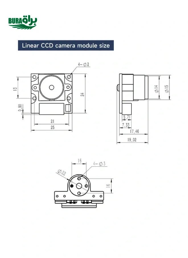 Yahboom Single Column CCD Camera Module Linear Array Sensor, Model: TSL1401+Bracket